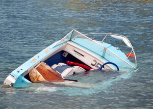 boating accdent boat in water
